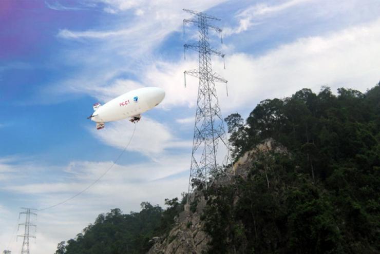 Dùng khinh khí cầu kéo đường dây điện 500kV